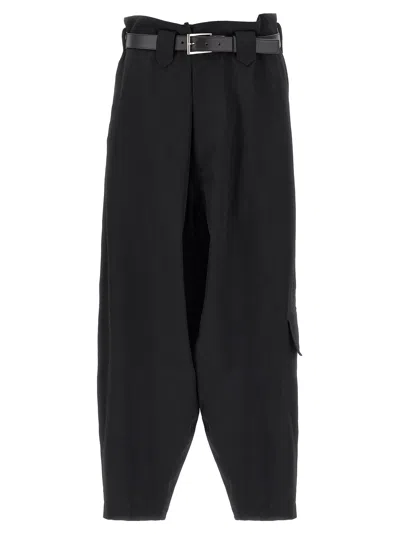 Yohji Yamamoto Utility Trousers With Pleated Design And Pockets In Black