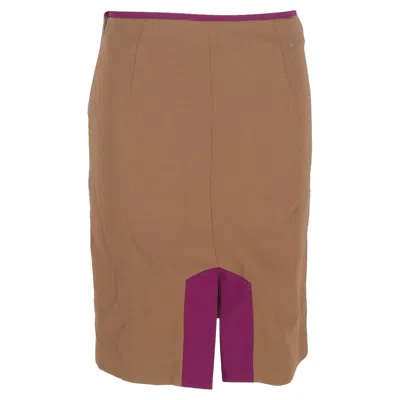 The Row Front Slit Knee-length Pencil Skirt In Brown And Violet Wool In Brown