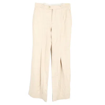 Acne Studios Pleated Wide-leg Trousers In Nude Viscose In Brown