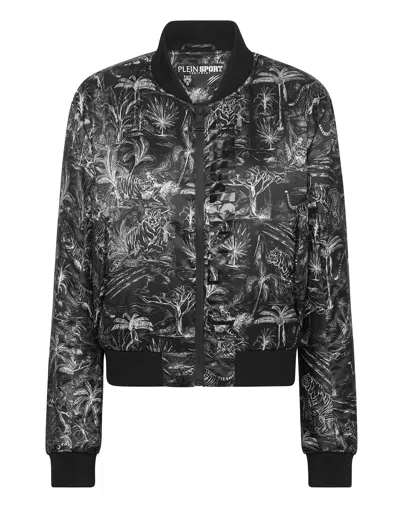 Plein Sport Jungle-print Bomber Jacket In Black