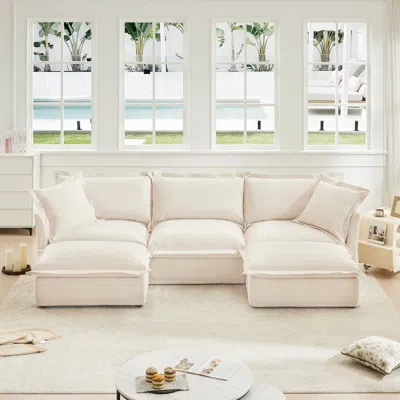 Streamdale Furniture Streamdale U-shaped Sectional With French Edges, Cloud-like Comfort Sofa