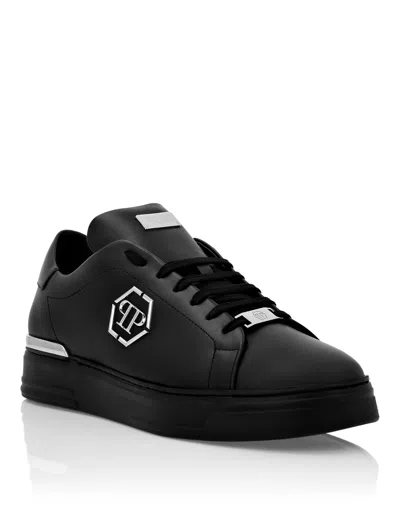 Philipp Plein X P-force Leather Low-top Trainers In Black