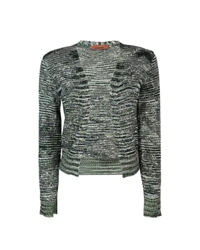 Missoni Cropped Sequin-embellished Crochet-knit Cardigan In Green