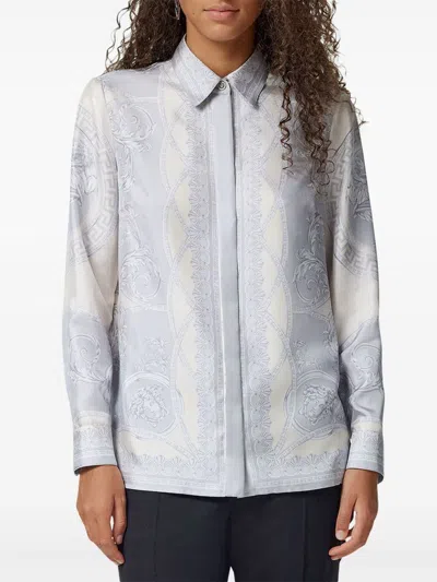 Versace Women's Printed Silk Shirt In Multicolour