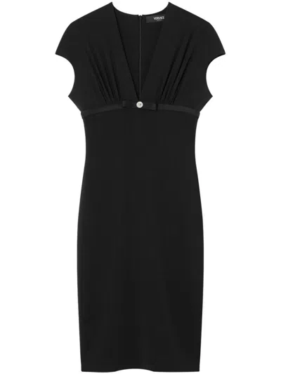 Shop Versace Midi Dress In Black