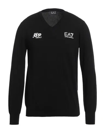 Ea7 Man Sweater Black Size 3xl Cotton In Black