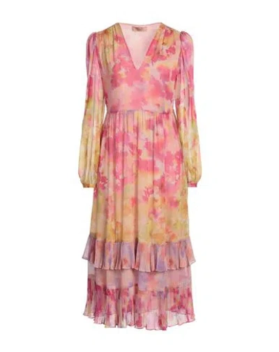 Twinset Woman Midi Dress Fuchsia Size 12 Polyester In Pink