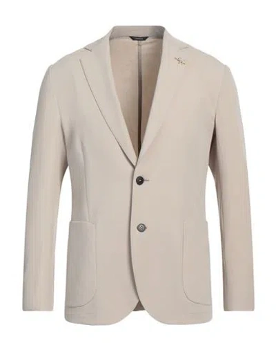Tombolini Man Blazer Cream Size 48 Cotton, Polyamide, Elastane In Beige