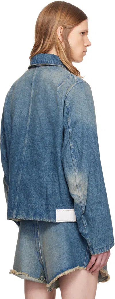 Random Identities Blue Washed Zipped Denim Jacket In Blue