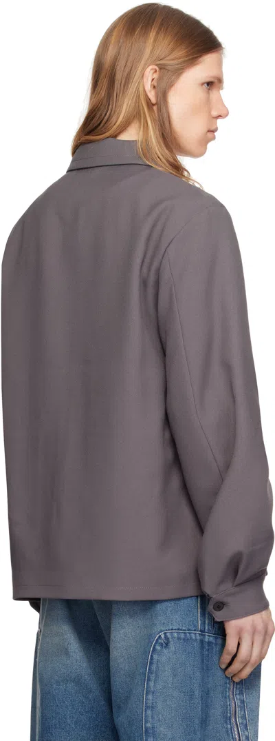 Random Identities Gray Twill Long Jacket In Grey