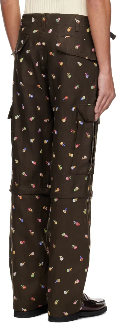 Vowels Brown Linen Convertible Cargo Pants In #20 Brown