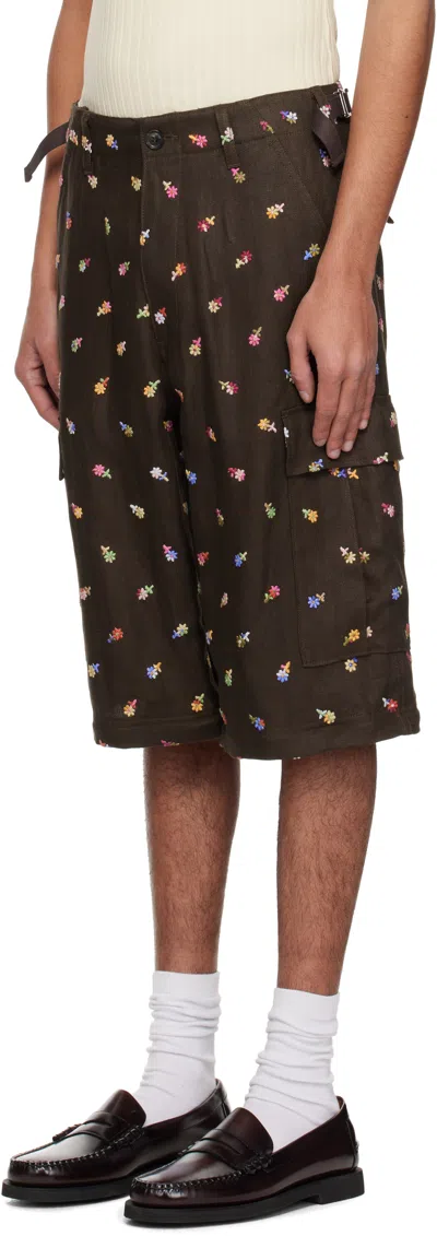 Vowels Brown Linen Convertible Cargo Pants In #20 Brown