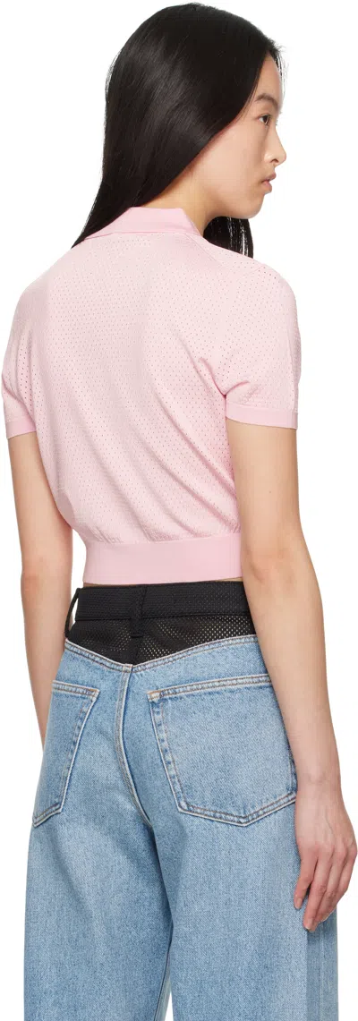 Alexander Wang T T By Alexander Wang 3d Logo Mesh Cropped Polo Shirt In Light Pink
