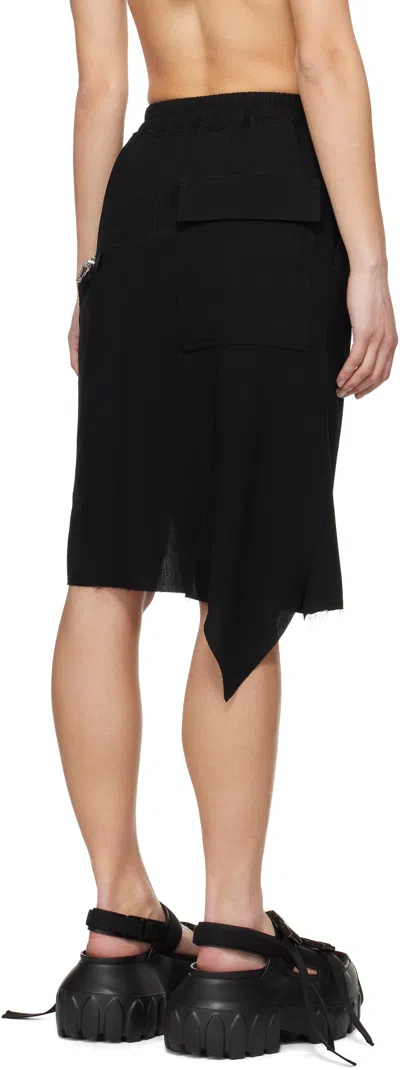 Rick Owens Midi Skirt With Asymmetric Hem And Pockets In 09 Black