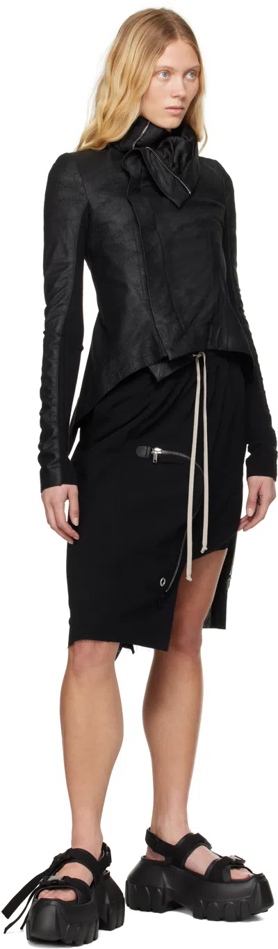 Rick Owens Midi Skirt With Asymmetric Hem And Pockets In 09 Black