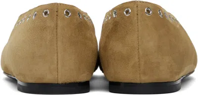 Totême Lace-up Eyelet-embellished Suede Ballet Flats In Brown