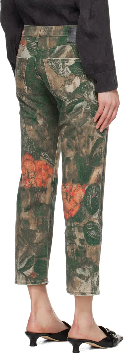R13 Khaki Boy Straight Jeans In Printed Camo Rose