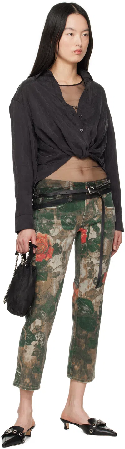 R13 Khaki Boy Straight Jeans In Printed Camo Rose