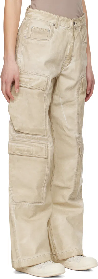 Rick Owens Drkshdw Beige Hollywood Double Cargo Jeans In 81 Parchment
