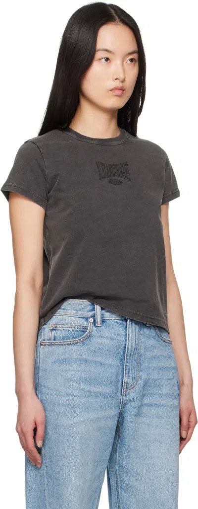 Alexander Wang T T By Alexander Wang Graphic Shrunken Tee In Faded Black