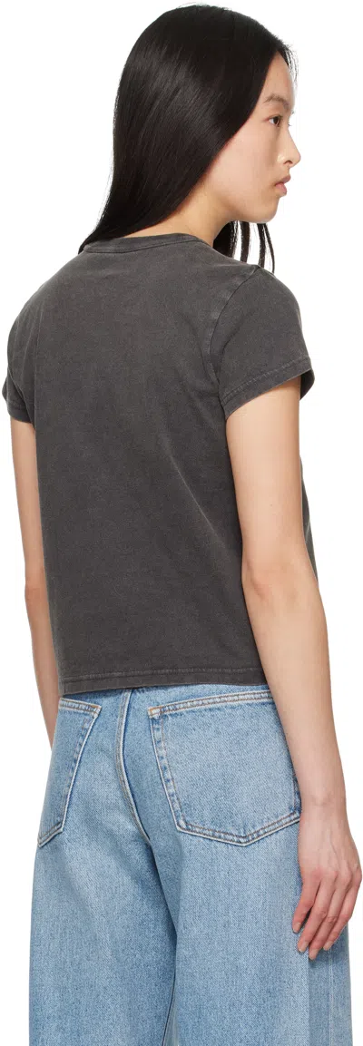 Alexander Wang T T By Alexander Wang Graphic Shrunken Tee In Faded Black