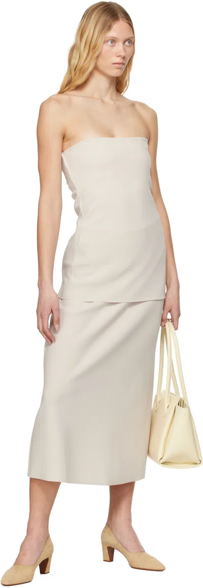 Birrot Beige Lay2 Bandeau Tube Top In Bone