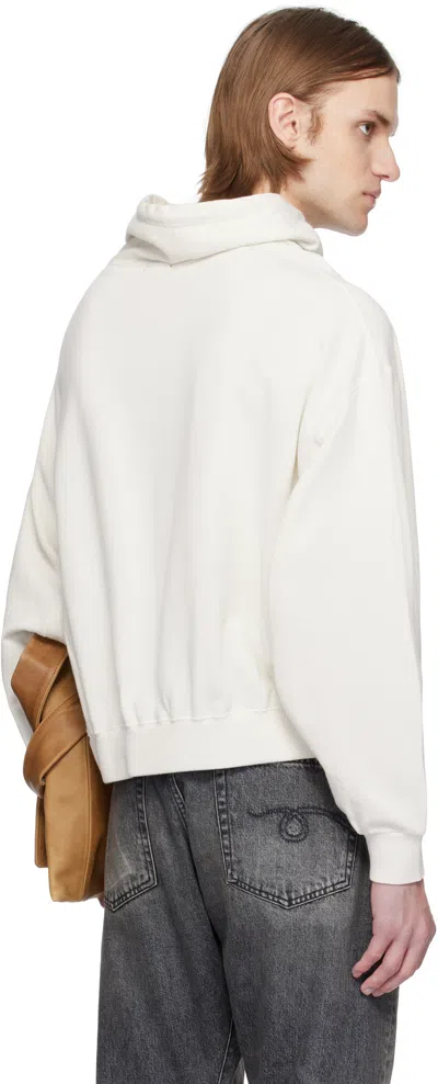 R13 Off-white Funnel Neck Cropped Popover Sweatshirt In Ecru