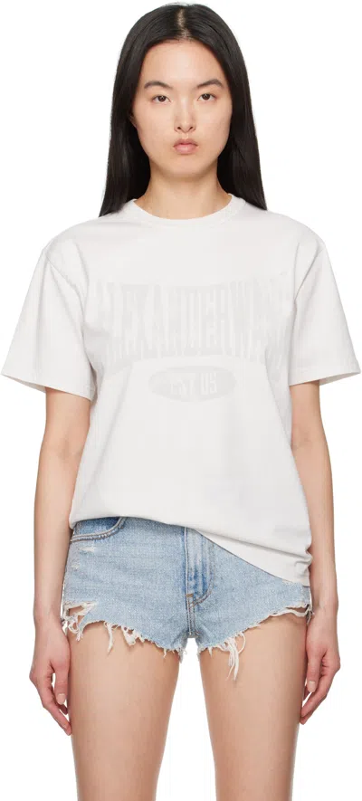 Alexander Wang T T By Alexander Wang Distressed Logo Cotton Tee In Dirty White