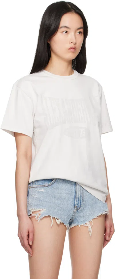 Alexander Wang T T By Alexander Wang Distressed Logo Cotton Tee In Dirty White