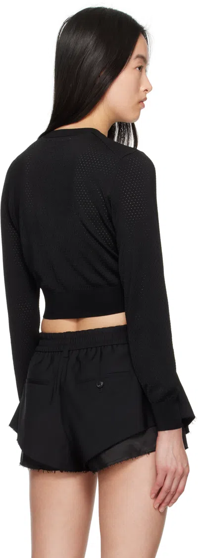 Alexander Wang T T By Alexander Wang Black Stretch Viscose Blend Cardigan In Black