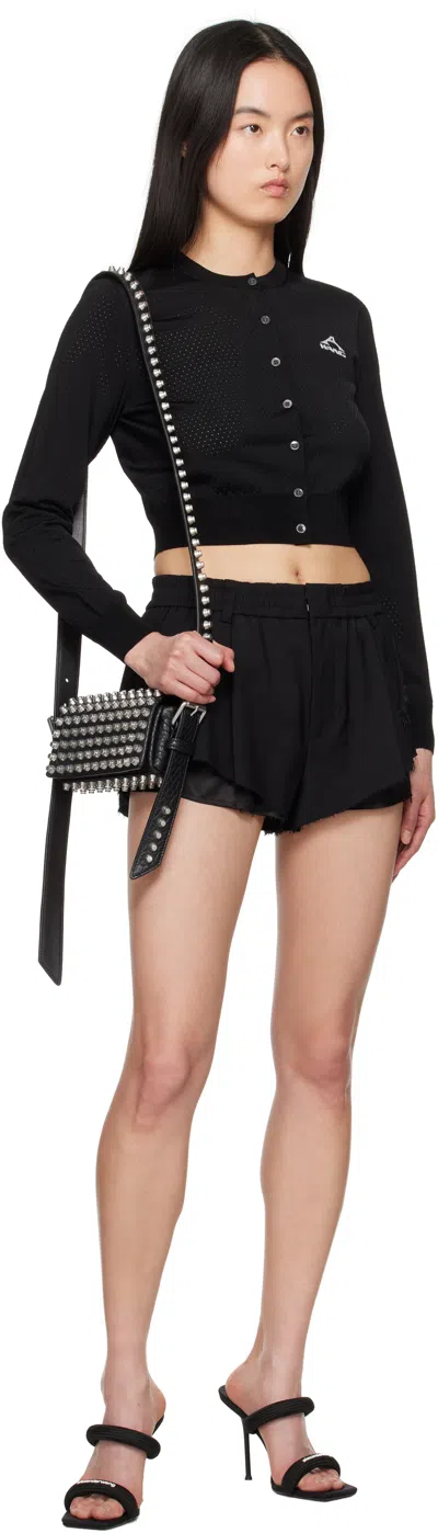 Alexander Wang T T By Alexander Wang Black Stretch Viscose Blend Cardigan In Black