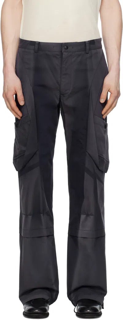 Jiyongkim Blue Sun-bleached Draped Pocket Trousers In Navy