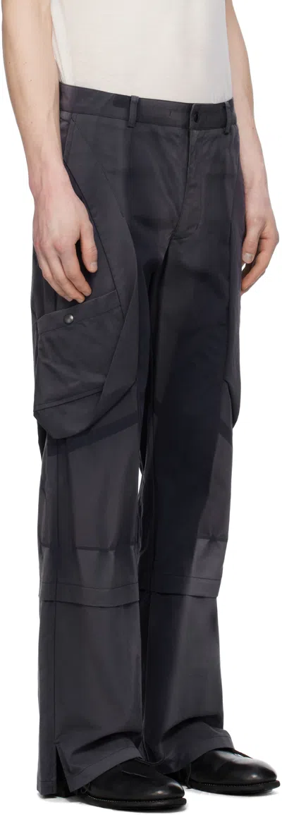 Jiyongkim Blue Sun-bleached Draped Pocket Trousers In Navy