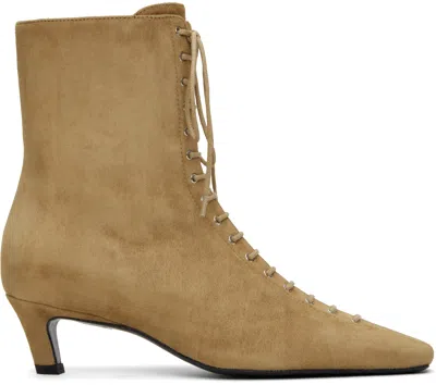 Totême Tan Suede Lace-up Boots In Desert 272