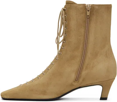 Totême Tan Suede Lace-up Boots In Desert 272