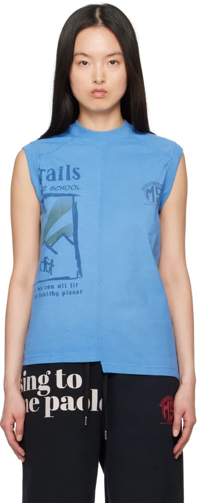 Marine Serre Blue Regenerated Graphic T-shirts Tank Top In Bl05 Light Blue