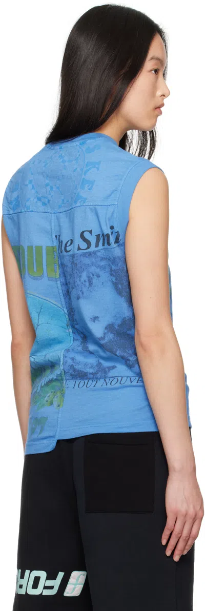 Marine Serre Blue Regenerated Graphic T-shirts Tank Top In Bl05 Light Blue