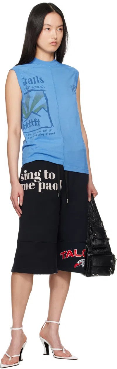 Marine Serre Blue Regenerated Graphic T-shirts Tank Top In Bl05 Light Blue