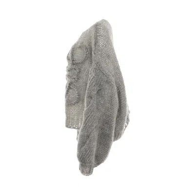 Loewe Logo-embroidered Open-knit Jumper In Grey Melange