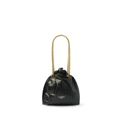 Balenciaga Small Leather Tote Bag With Chain-link Strap In Black
