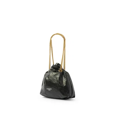 Balenciaga Small Leather Tote Bag With Chain-link Strap In Black