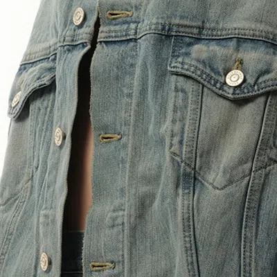 Balenciaga Women's Off Shoulder Selvedge Denim Jacket In Blue