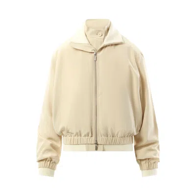Helmut Lang Women's Silk Zip Bomber Jacket In Oat