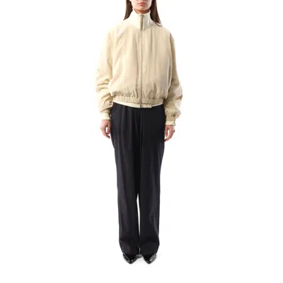 Helmut Lang Women's Silk Zip Bomber Jacket In Oat