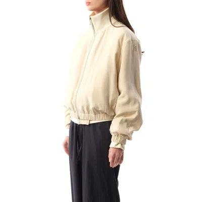 Helmut Lang Women's Silk Zip Bomber Jacket In Oat