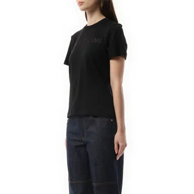 Helmut Lang Logo Embroidered Crew Neck Short Sleeve Top In Black
