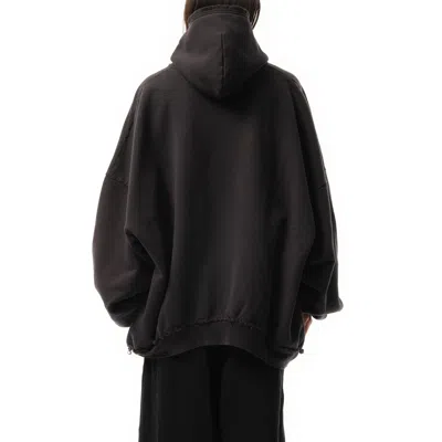 Balenciaga Hoodie With Zip And Hood 'hello Handsome In Washed Black