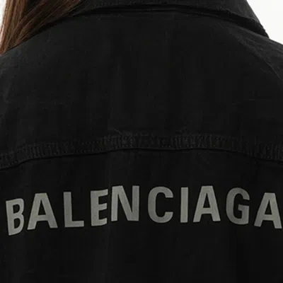 Balenciaga Denim Jacket With Chest And Lateral Pockets In Black