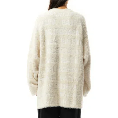 Balenciaga Wool Blend Jacquard Cardigan With V-neckline In Ivory