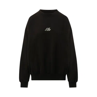Balenciaga Crewneck Cotton Jersey Sweatshirt In Faded Black